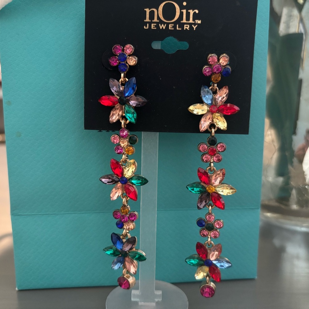 nOir Jewelry Multicolor Floral Drop Earrings